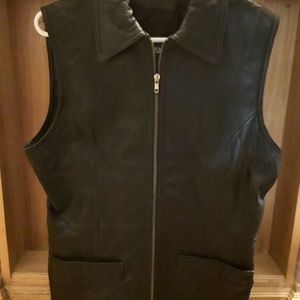 Ladies black leather vest